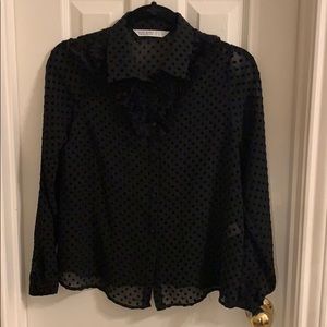 Zara black polka dot top